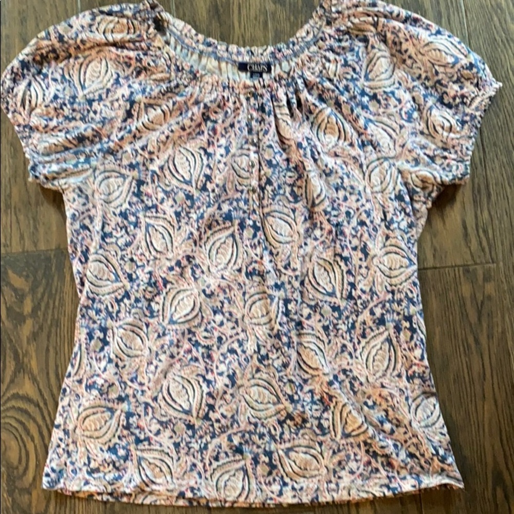 Chaps Gathered Floral Tee